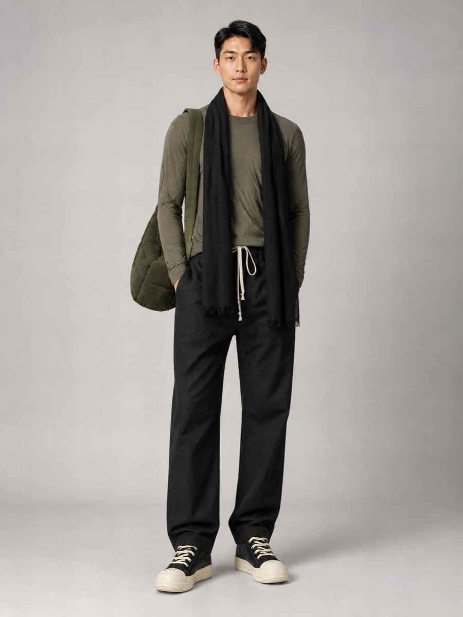 Rick Owens Cotton Oversized Double Layer Long Sleeve T-Shirt
