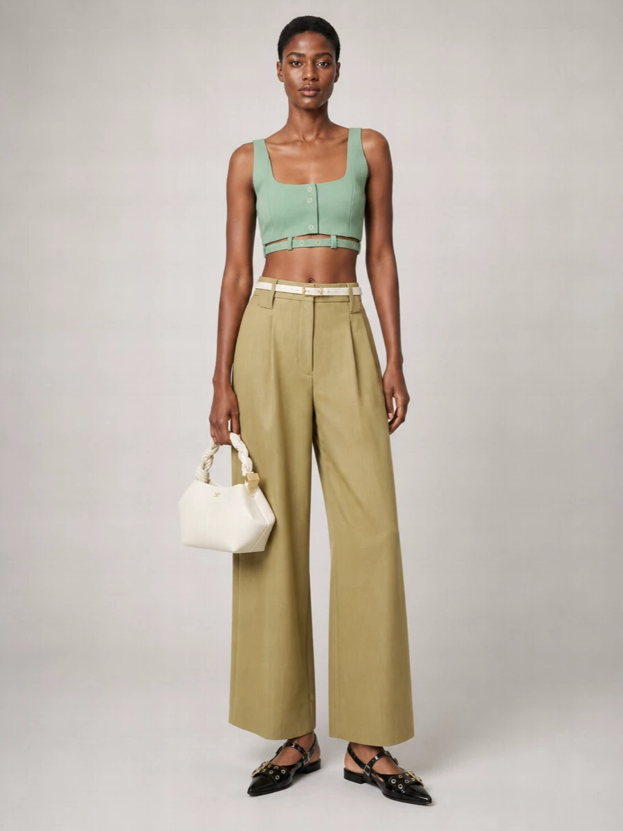 Ganni Organic Cotton Sleeveless Cutout Cropped Top