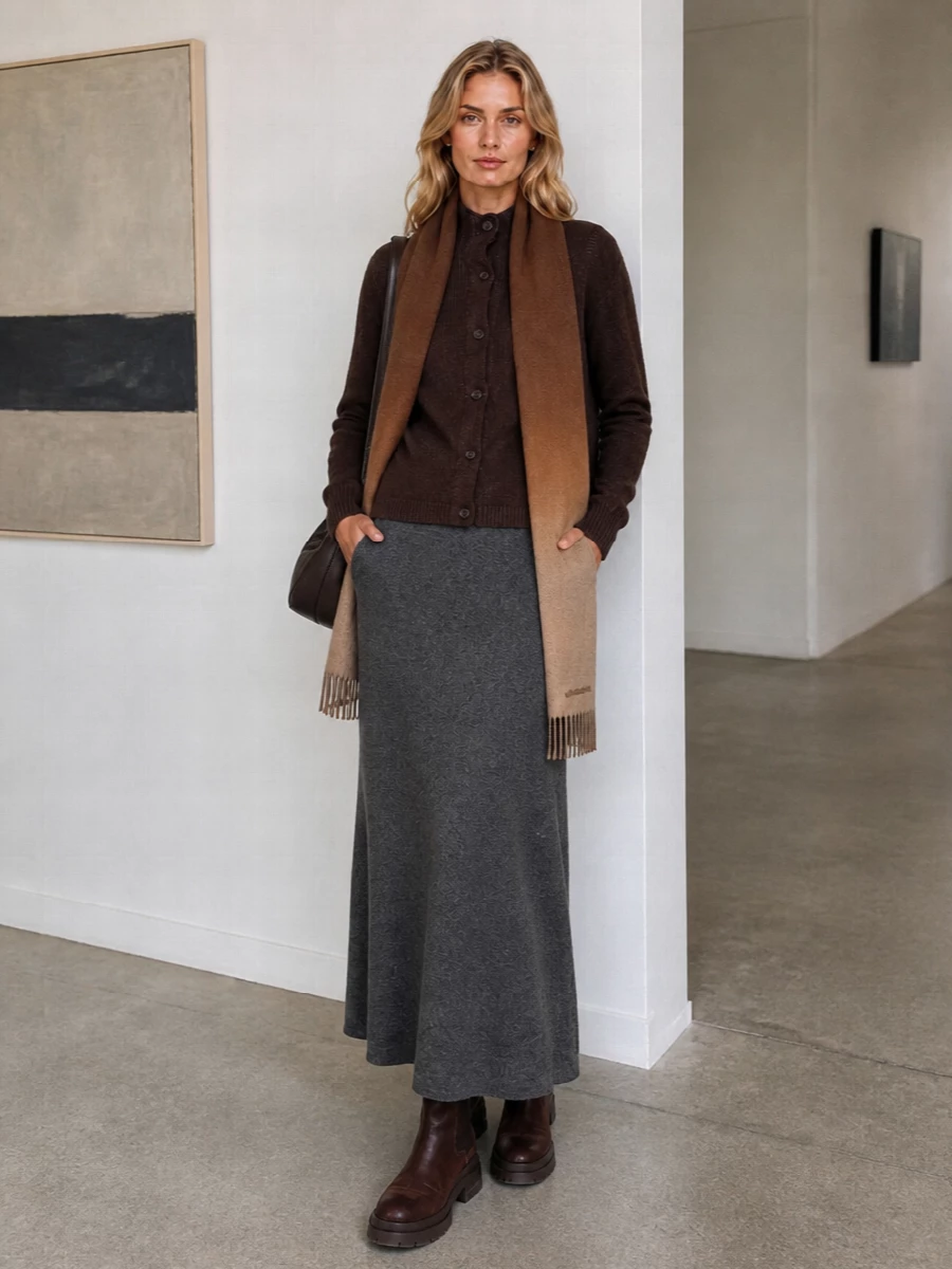 Lisa yang cardigan knit maxi skirt lemaire bag