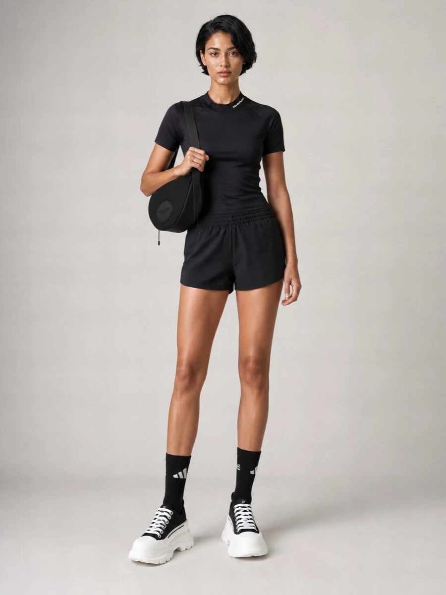 Alexander Wang Mock-Neck Short-Sleeve Rash Guard Top