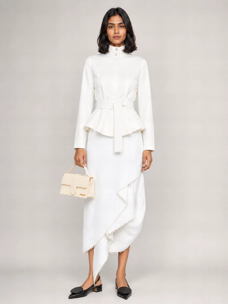 Jacquemus Cotton 3/4-Sleeve Belted Shirt Jacket