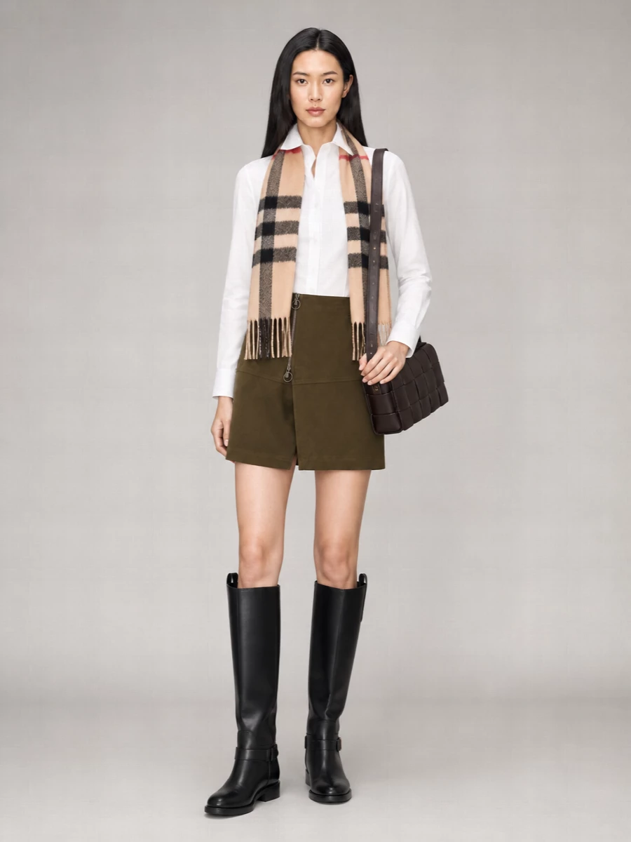 Burberry Cotton Midi A-Line Skirt