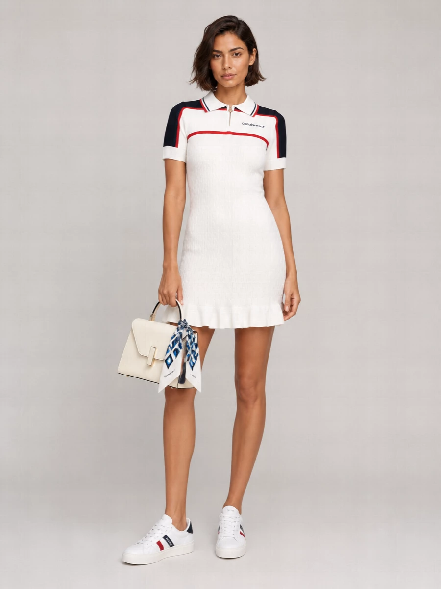 Casablanca Striped Polo Mini Knitted Dress