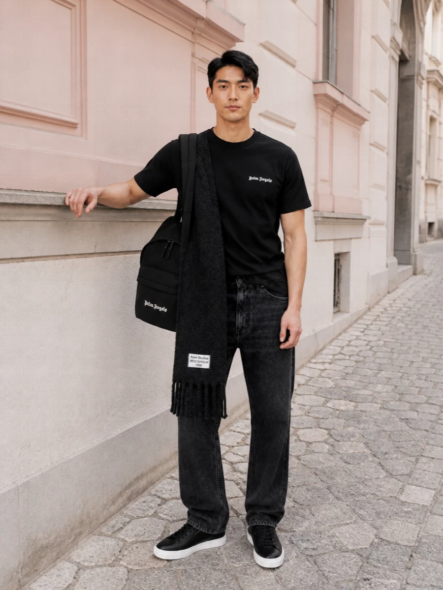 Palm angels tee black jeans axel arigato sneakers