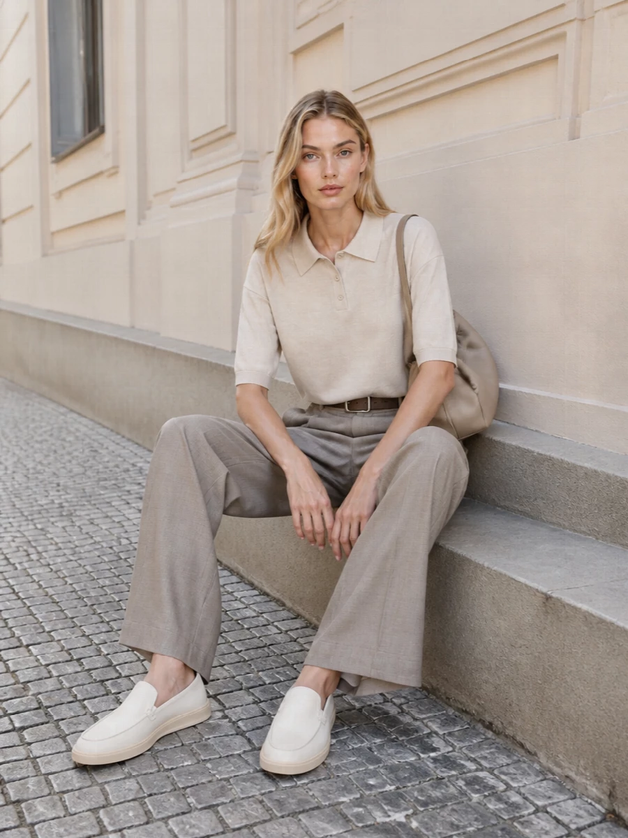 Frankie shop beige polo taupe tailored trousers