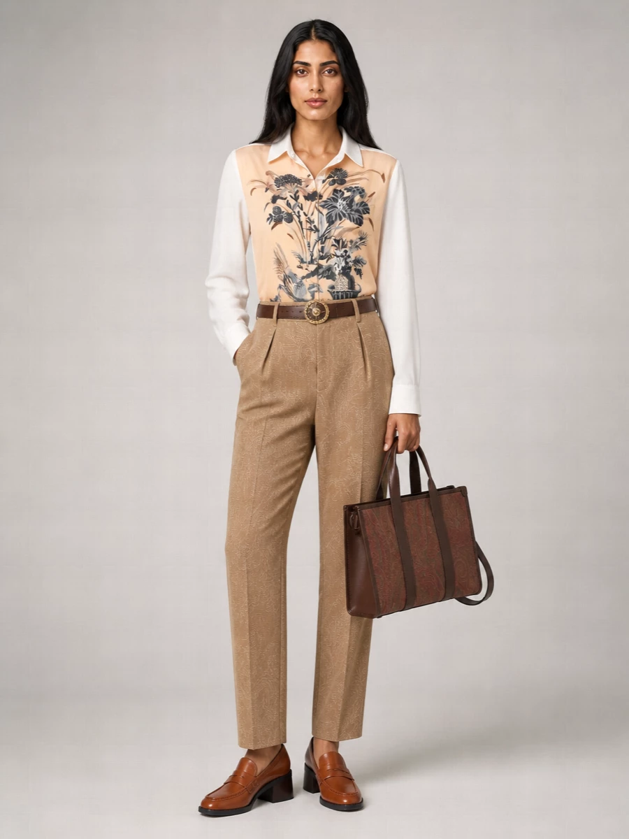 Etro Wool Paisley Jacquard Straight-Leg Tailored Trousers