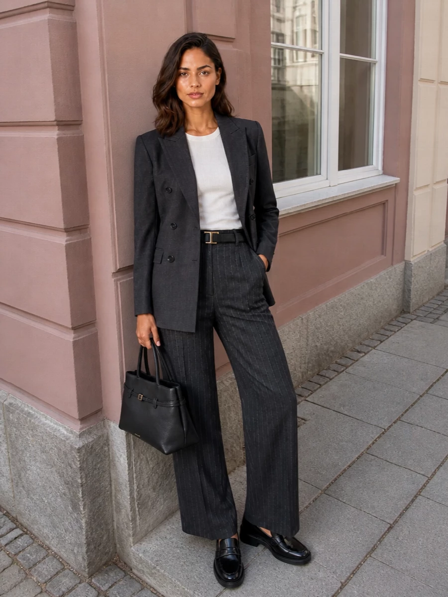 Lardini pinstripe trousers pinko blazer tods loafers