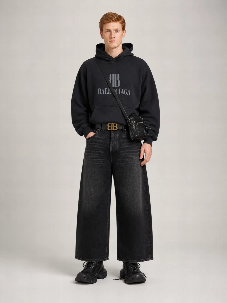 Balenciaga Denim Cropped Curved-Leg Jeans