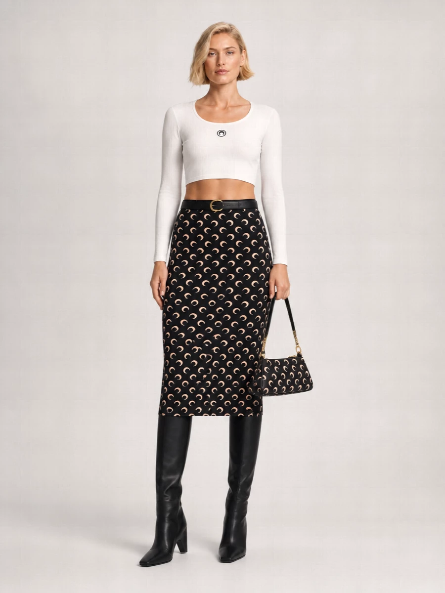 Marine Serre Midi Fitted Skirt