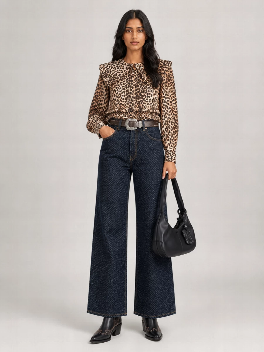 Ganni Embroidered Western Ankle Boots