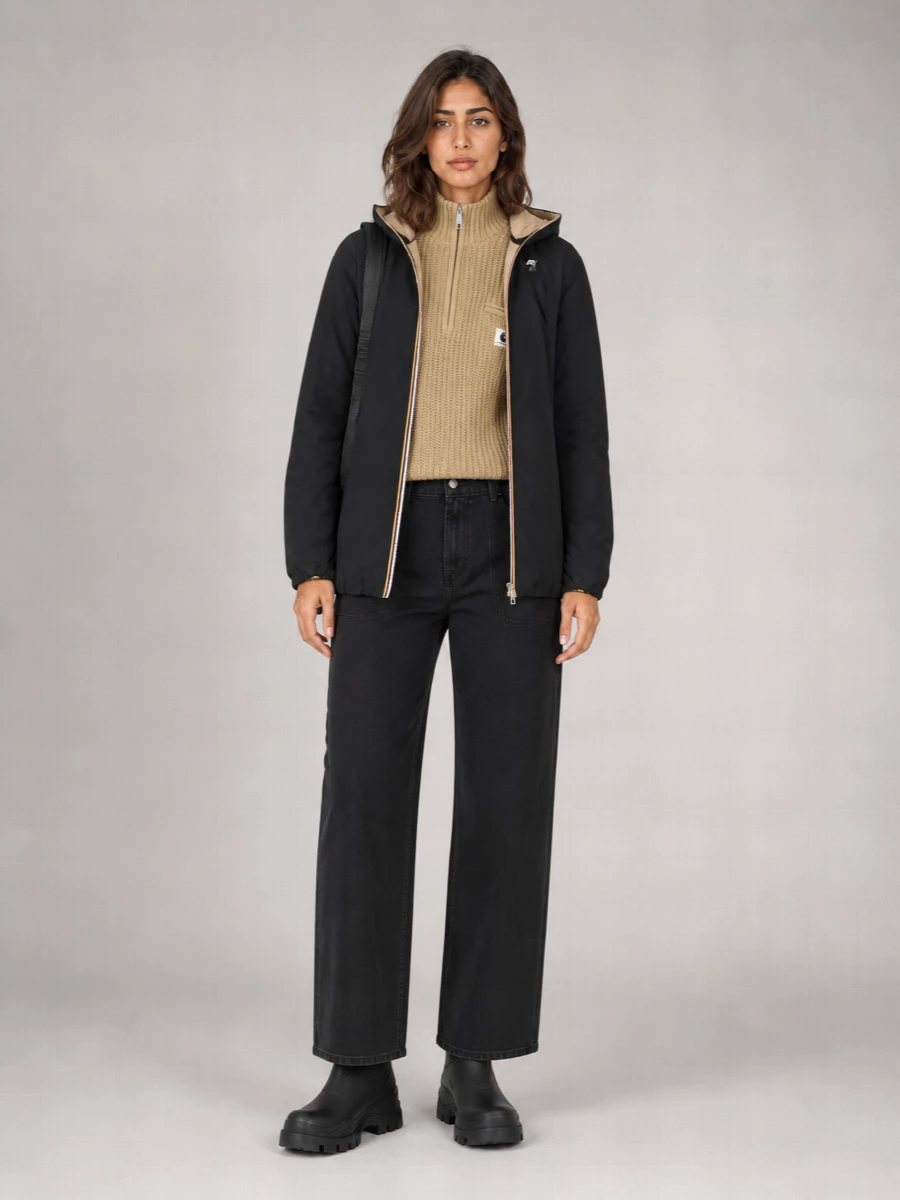K-way hooded longline parka coat