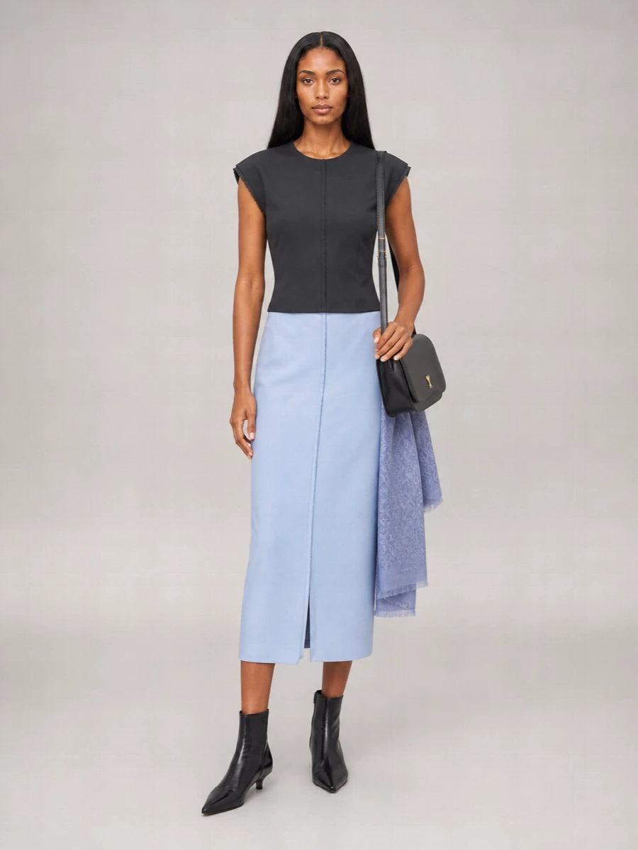 Ami Paris Satin Midi Straight Skirt
