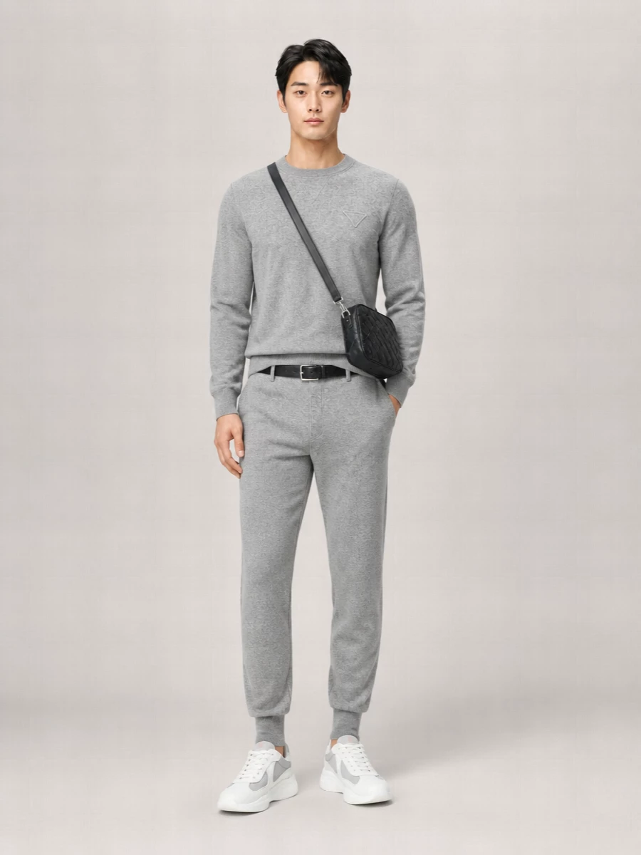 Prada Cashmere Ribbed Cuff Track Pants