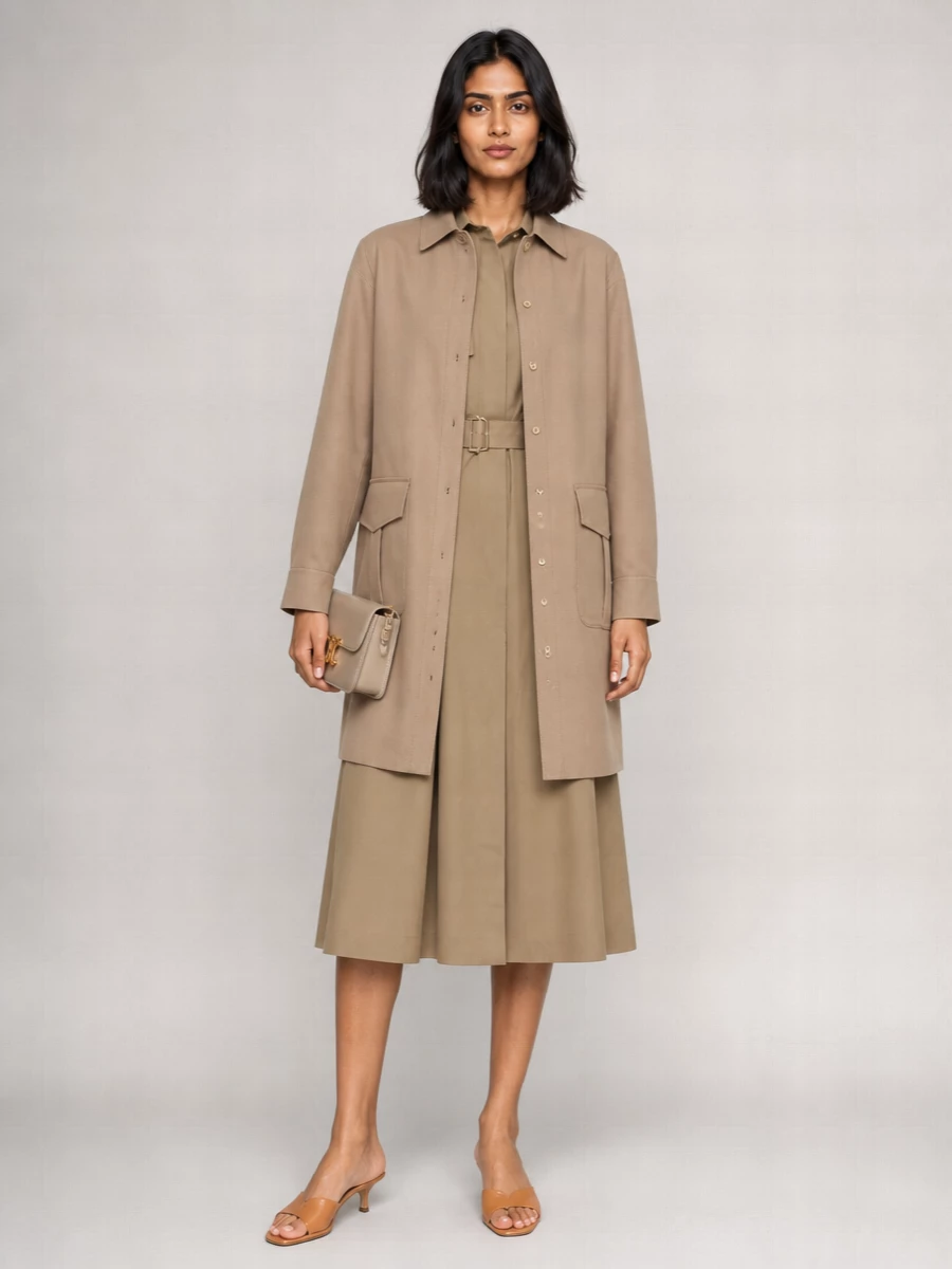Celine Wool Long-Sleeve Mini Dress