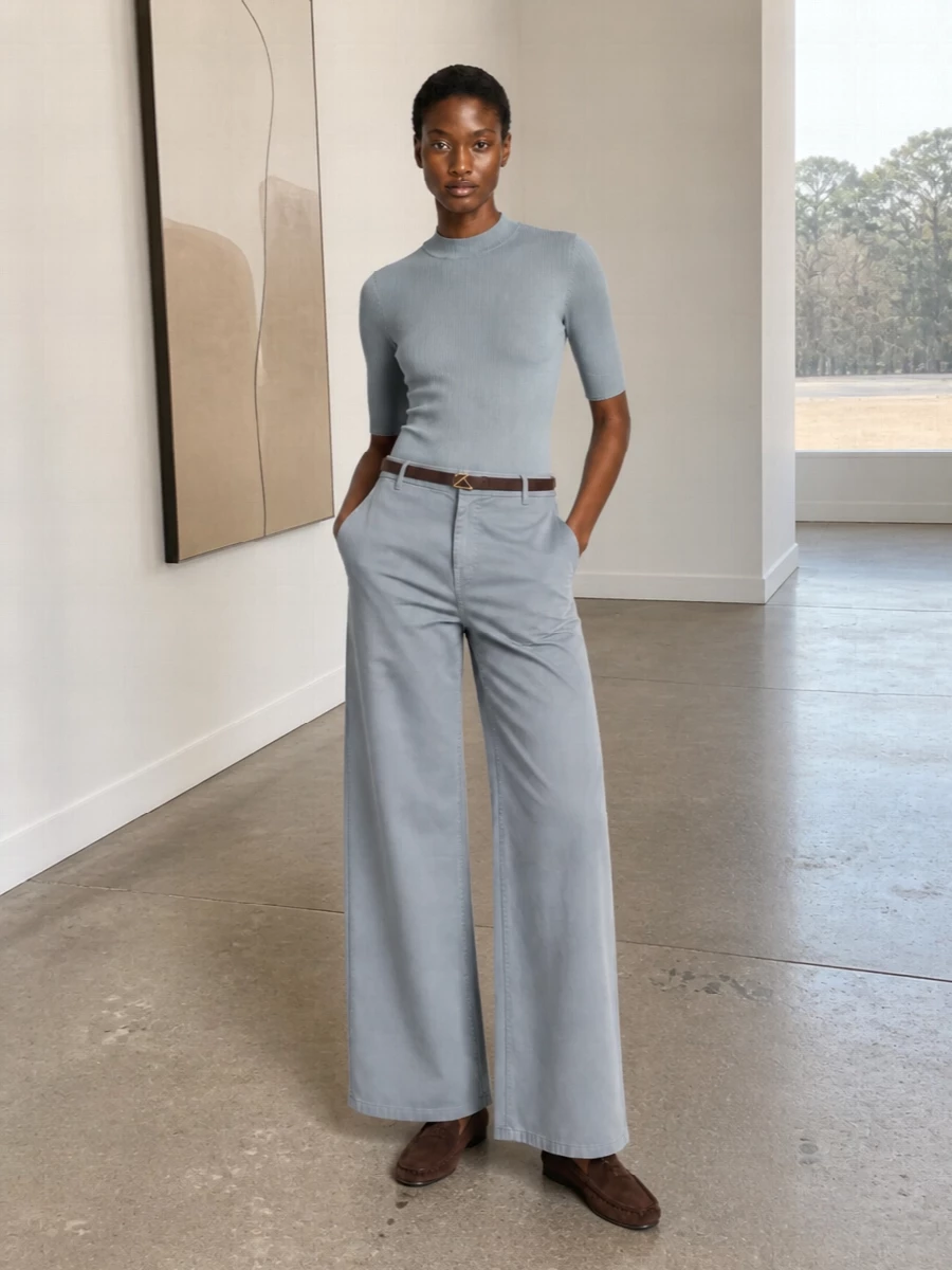 Miu miu grey wide leg trousers knit loafers