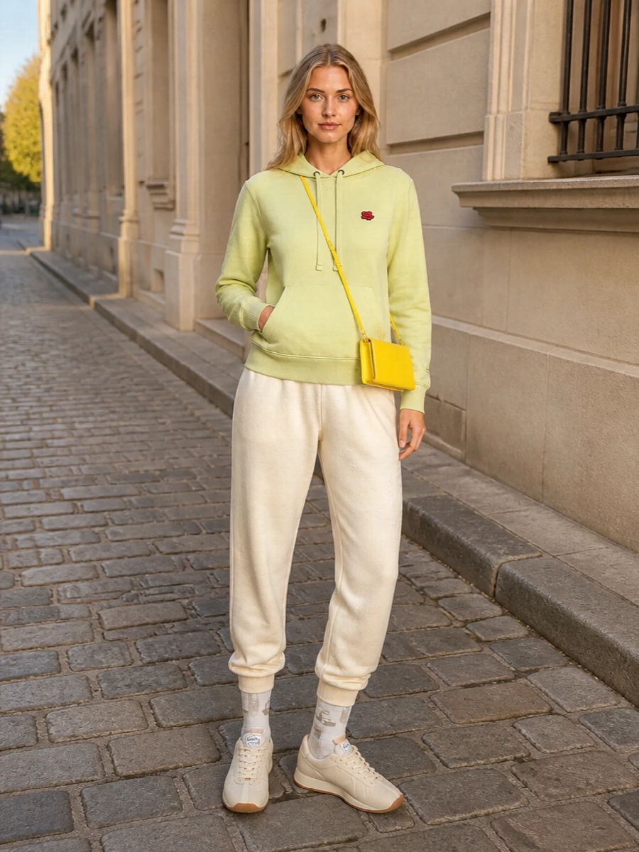 Kenzo hoodie cream joggers sneakers outfit