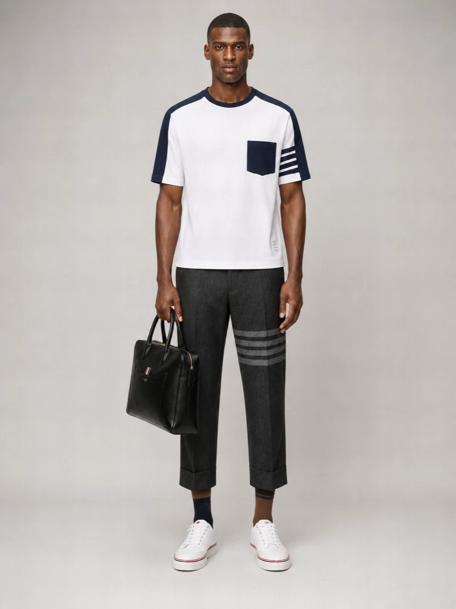 Thom Browne Cotton Colorblock Oversized T-Shirt