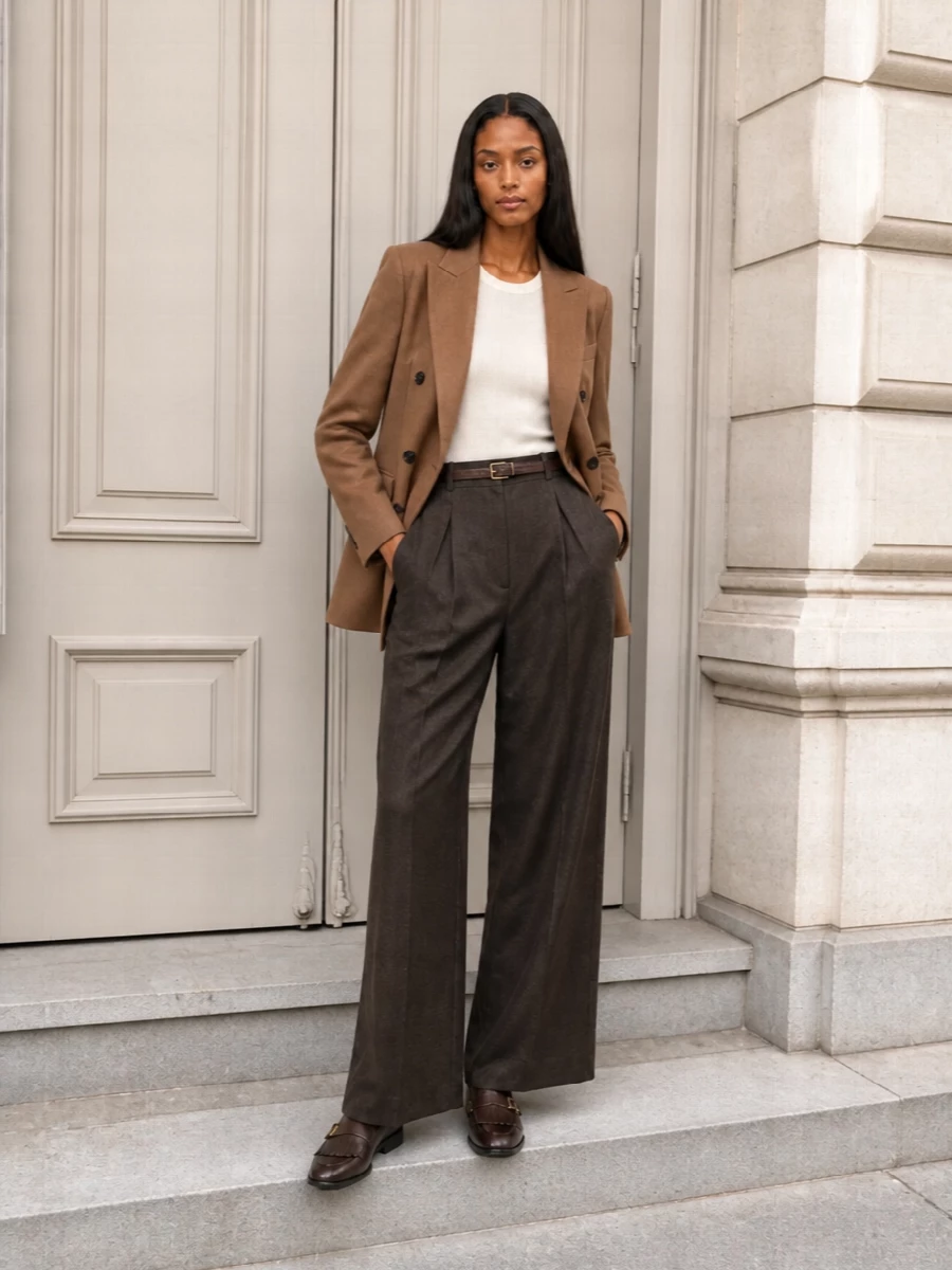 Max mara camel blazer brown wide leg trousers