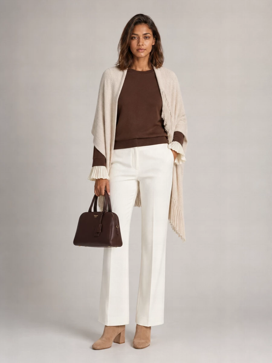 Fabiana Filippi Virgin Wool Cotton Pleated Cuff Sweatshirt