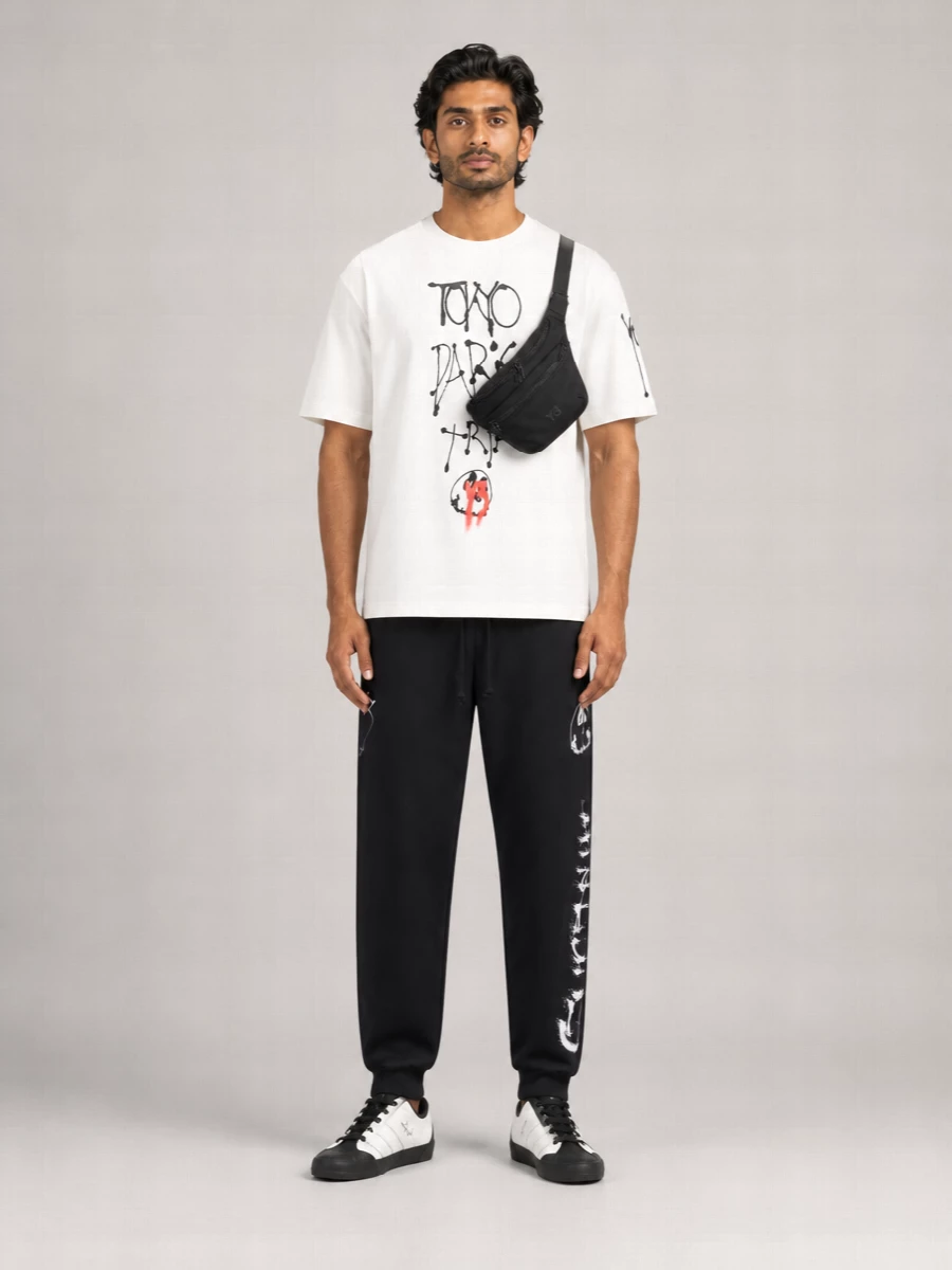 Y-3 Leather Canvas Low-Top Lace-Up Sneakers
