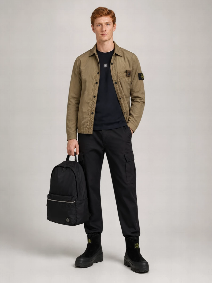 Stone Island Crinkled Single Breasted Coat
