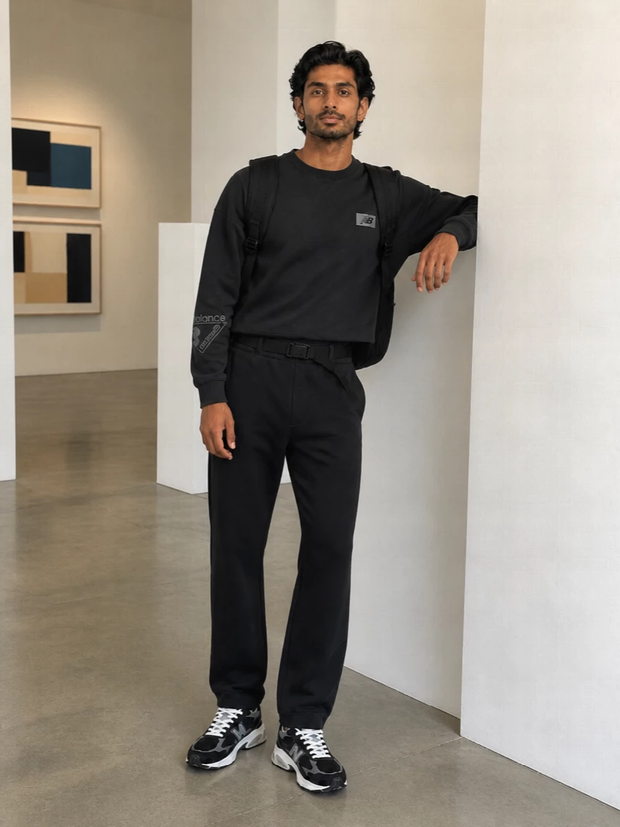 New balance black sweatshirt athleisure outfit