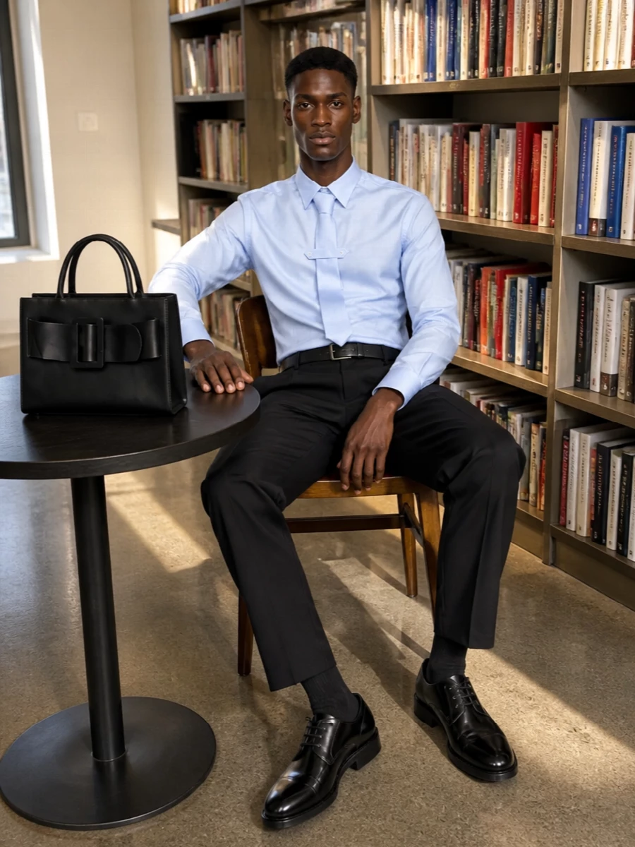 Dries van noten blue shirt black trousers