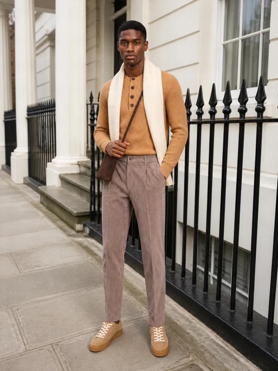 Amaranto henley taupe herno cords hogan sneakers