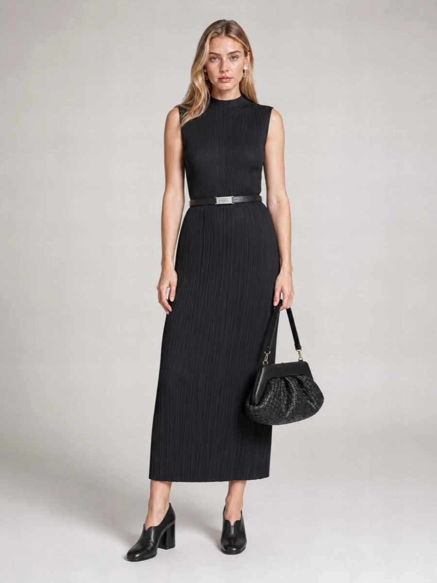 Pleats Please Issey Miyake Pleated Midi Dress