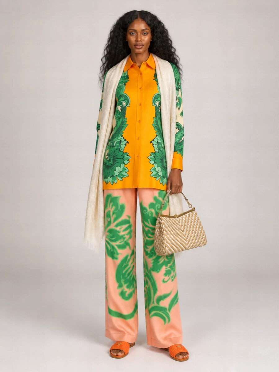 Etro Silk Floral-Print Knotted Shirt