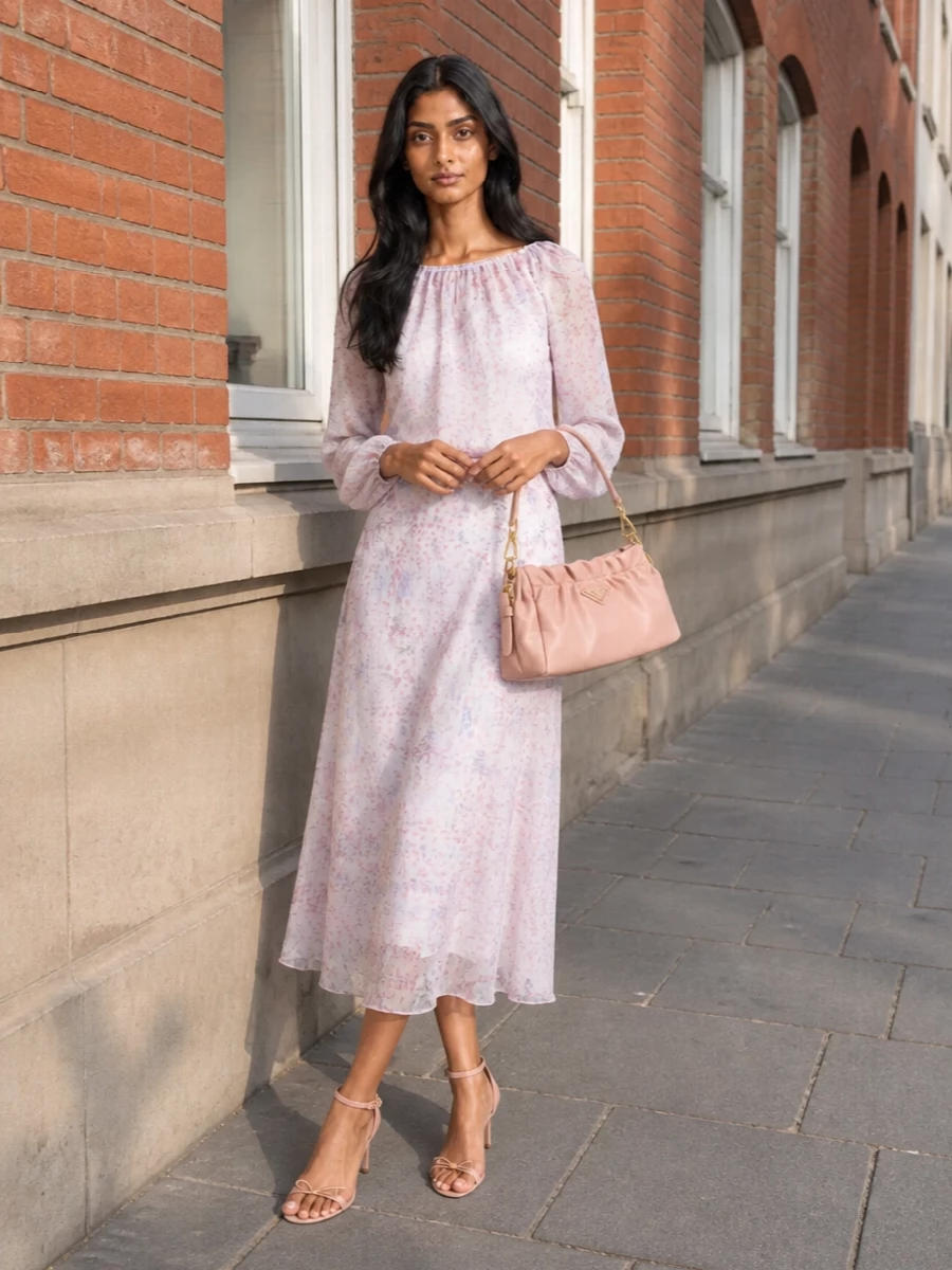 Alberta ferretti floral midi skirt blush heels