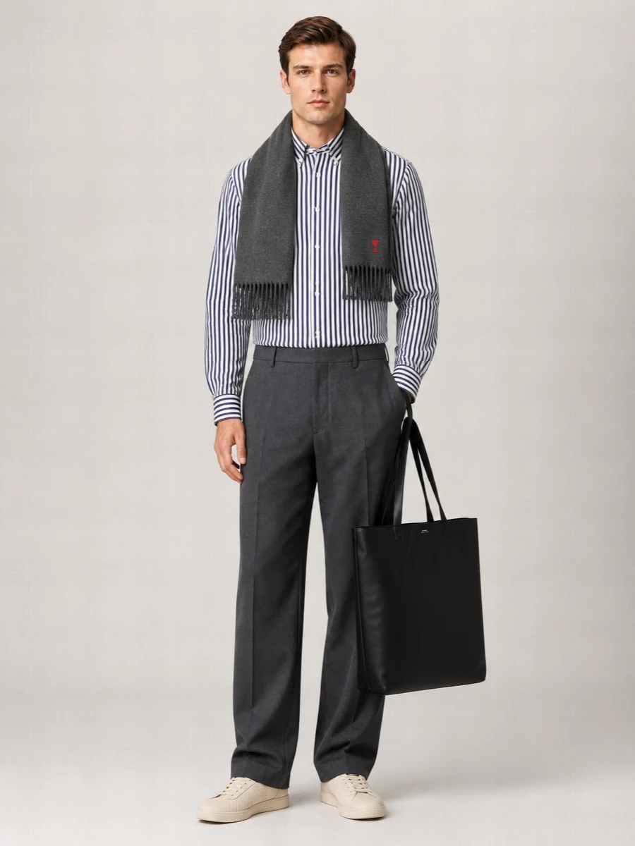 Ami Paris Striped Cotton Classic-Fit Shirt