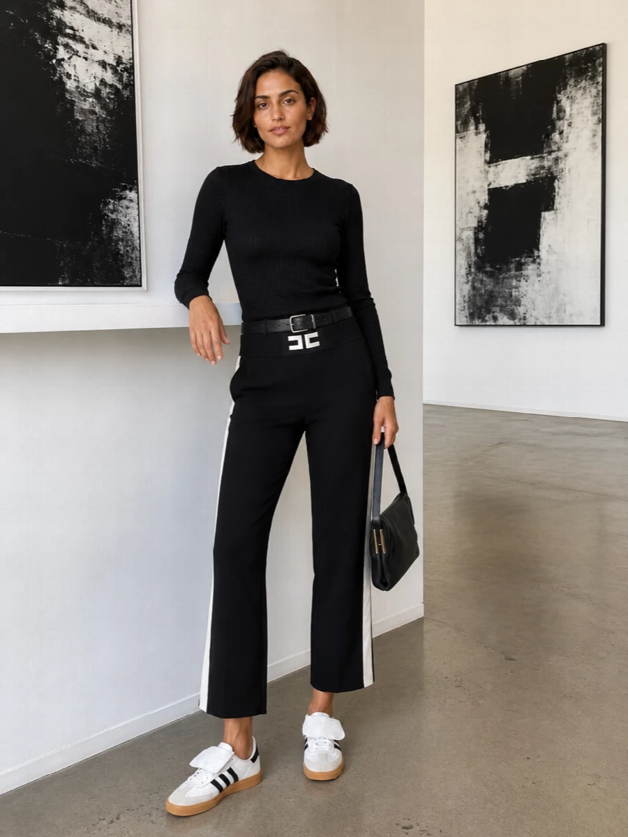 Elisabetta franchi track trousers black knit adidas