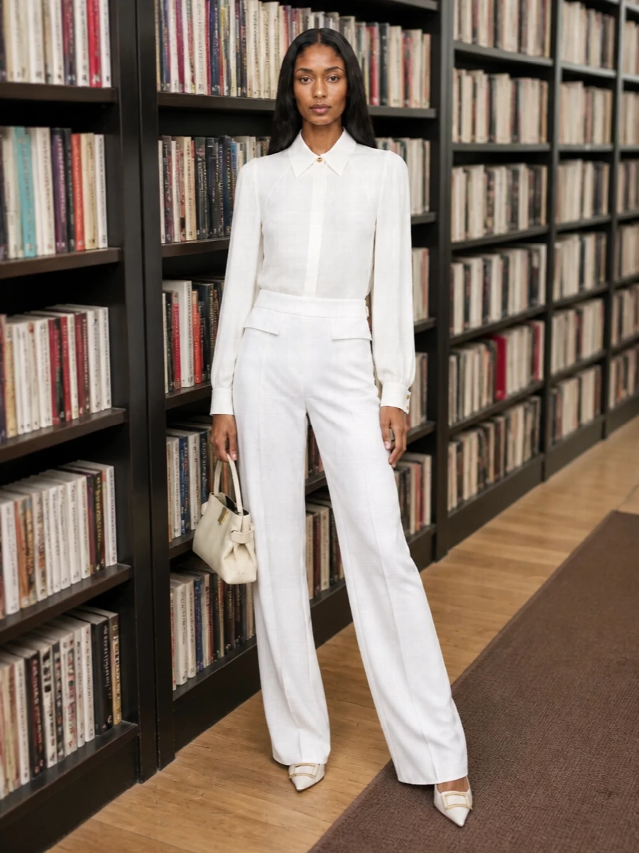 Elisabetta franchi white blouse wide leg trousers