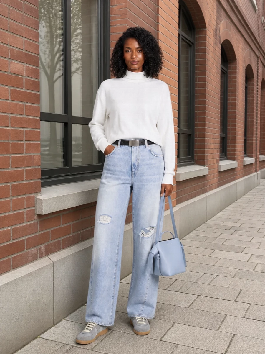 Haikure wide leg jeans margiela sneakers outfit