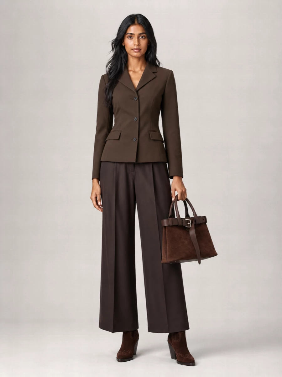 Prada Buckle Medium Cacao Suede Tote Bag