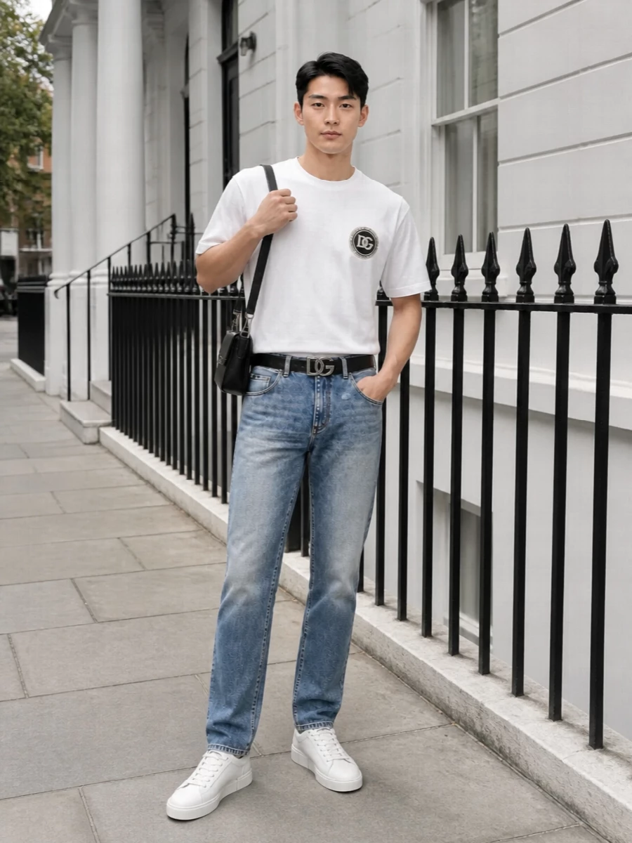 Dolce gabbana jeans white tee sneakers
