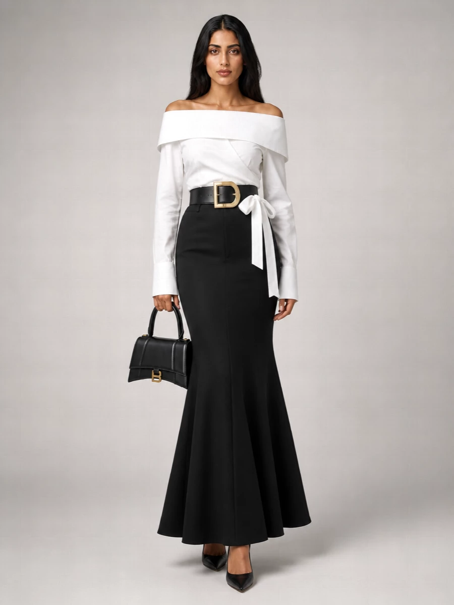 Balenciaga Cotton Off-The-Shoulder Wrap Cropped Blouse