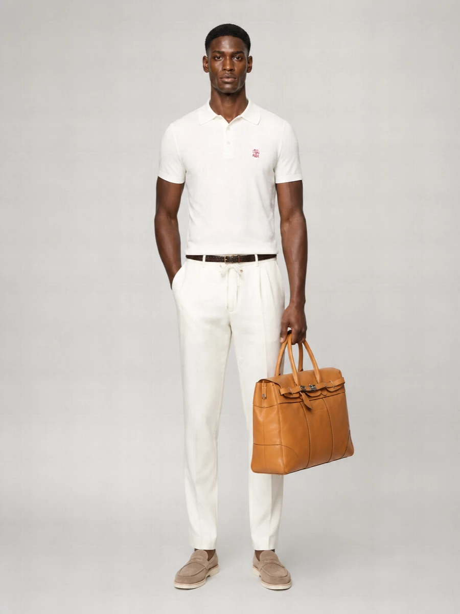 Brunello Cucinelli Linen Blend Straight-Leg Trousers