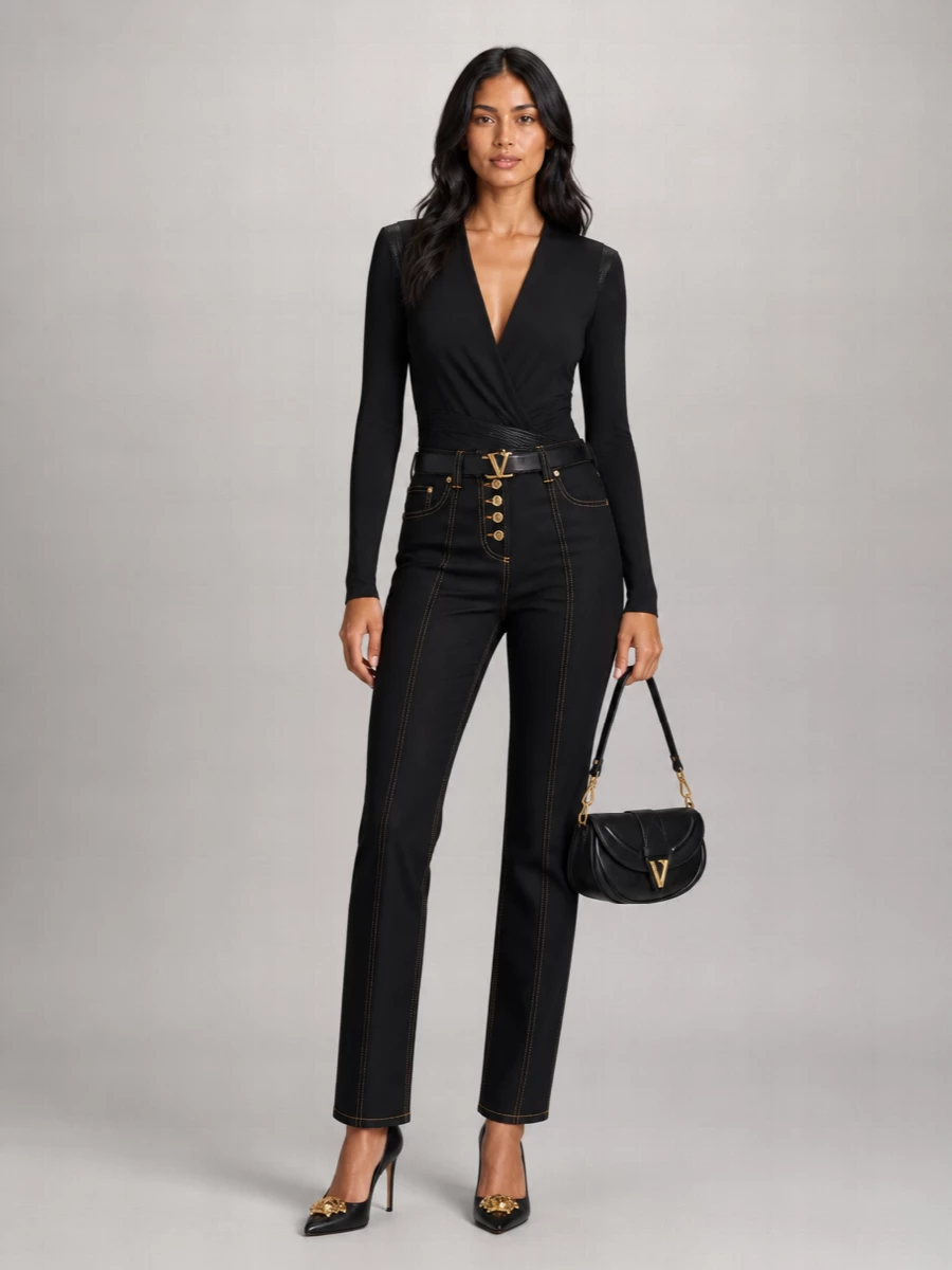 Versace High-Rise Straight-Leg Denim Jeans