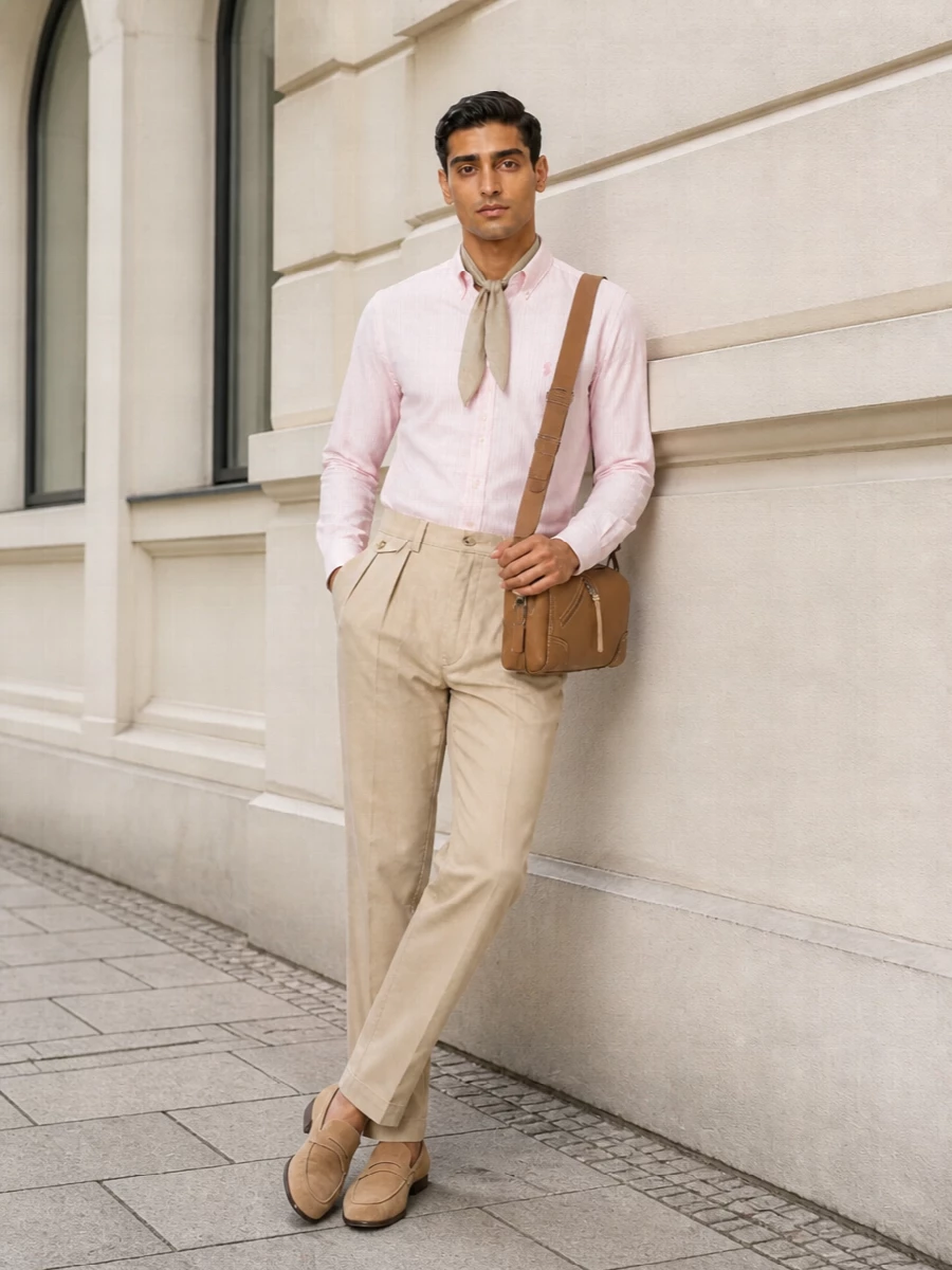Polo ralph lauren pink shirt khaki chinos outfit