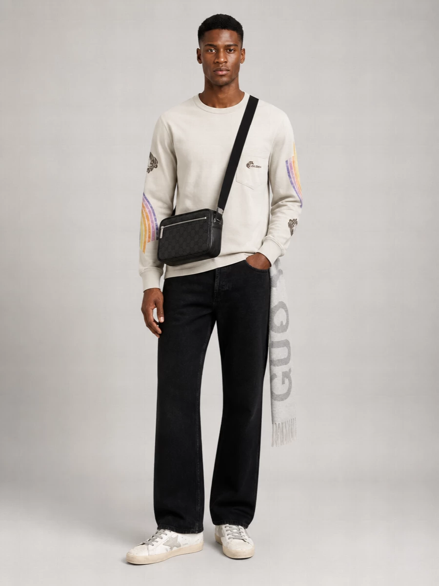 Golden Goose Cotton Asymmetric Print Sweatshirt