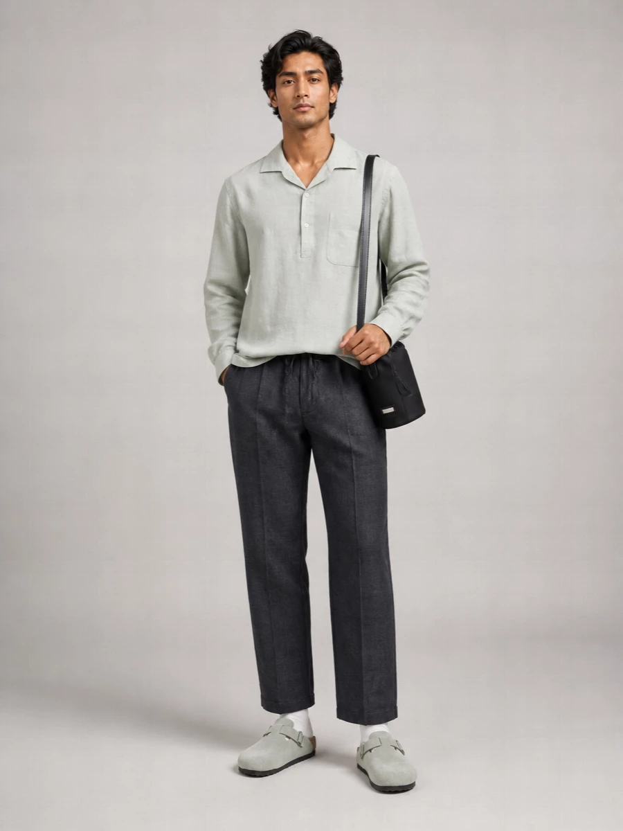 Closed Relaxed-Fit Straight-Leg Trousers