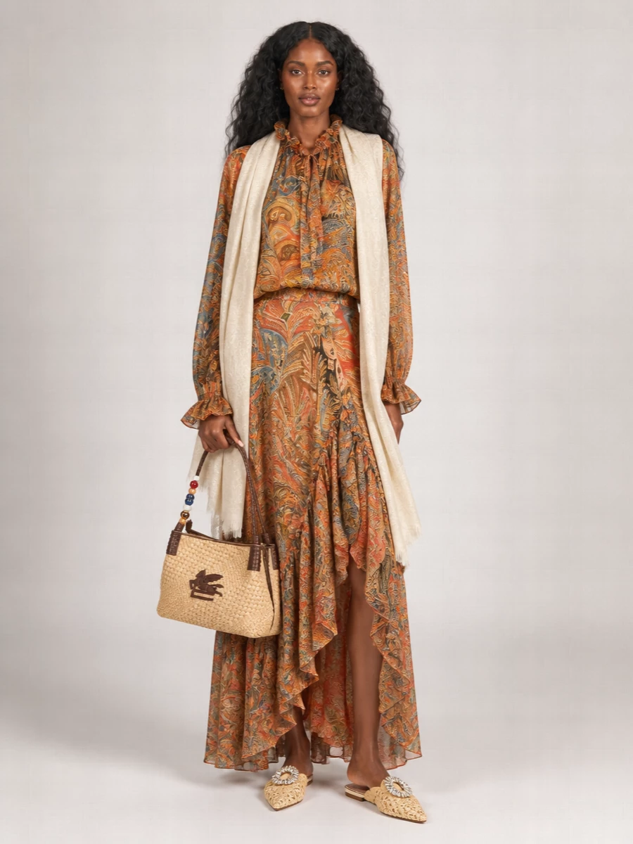 Etro Silk Paisley Ruffled Blouse