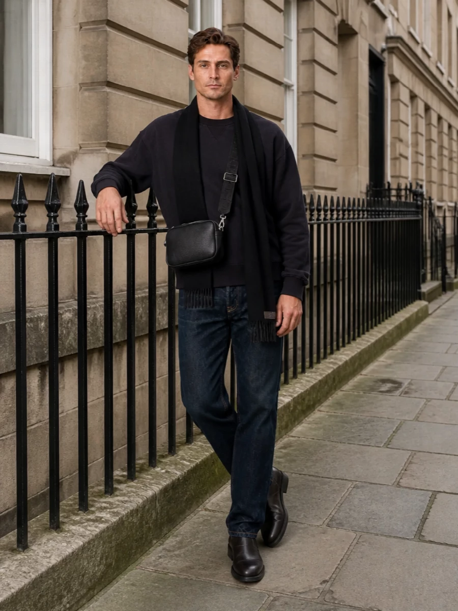 Our legacy sweatshirt dark indigo jeans boots