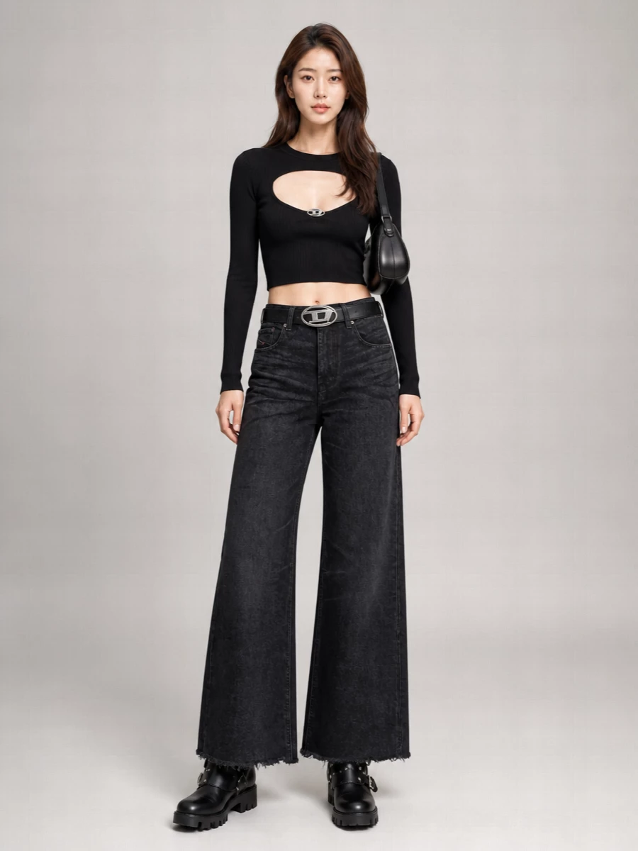 Diesel Denim Low-Rise Wide-Leg Jeans
