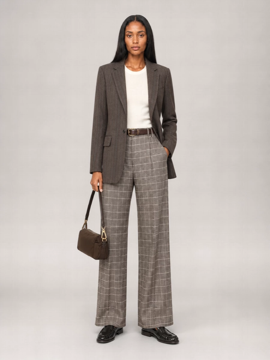 Dries Van Noten Wool Checked Double-Breasted Blazer