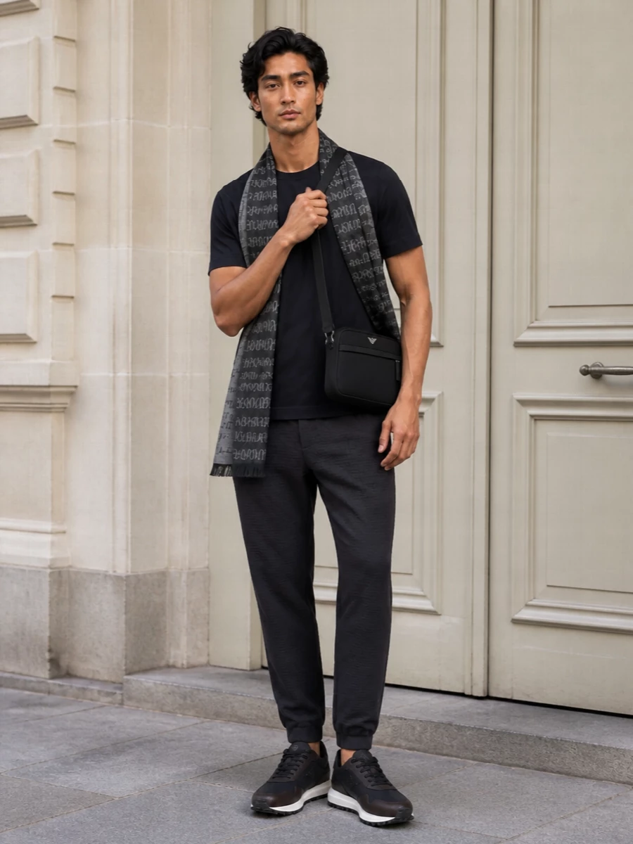 Emporio armani navy tee charcoal joggers runners