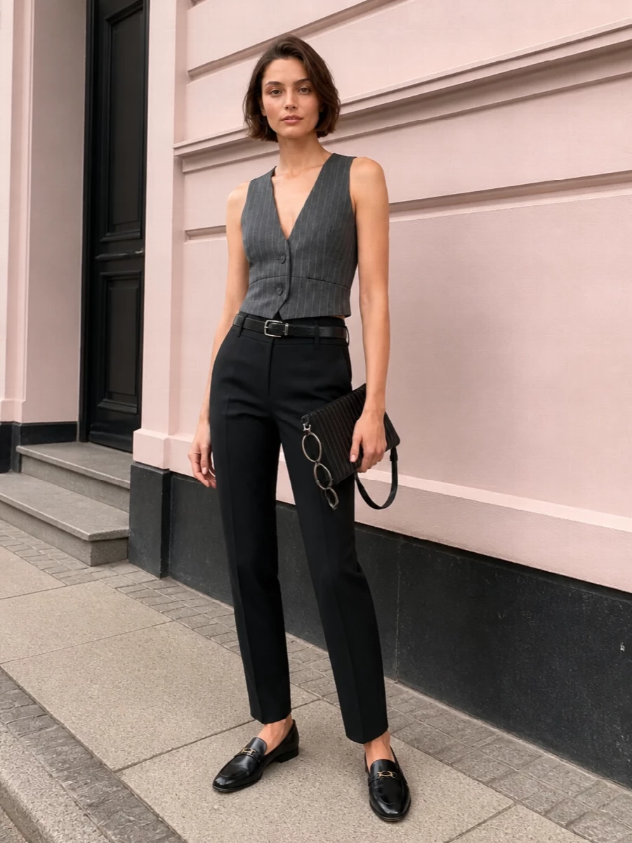 Dondup pinstripe waistcoat black tailored trousers