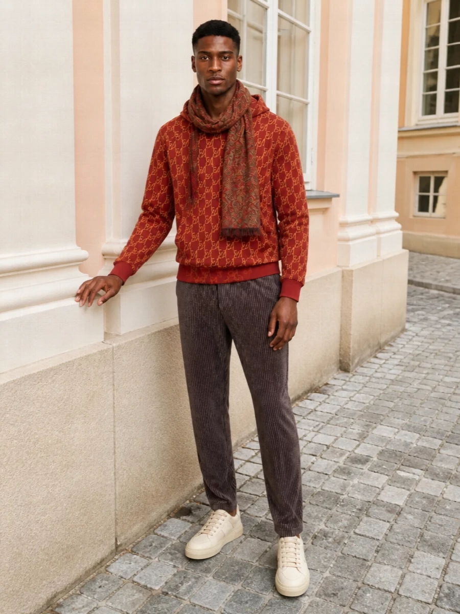 Emporio armani hoodie tailored trousers outfit